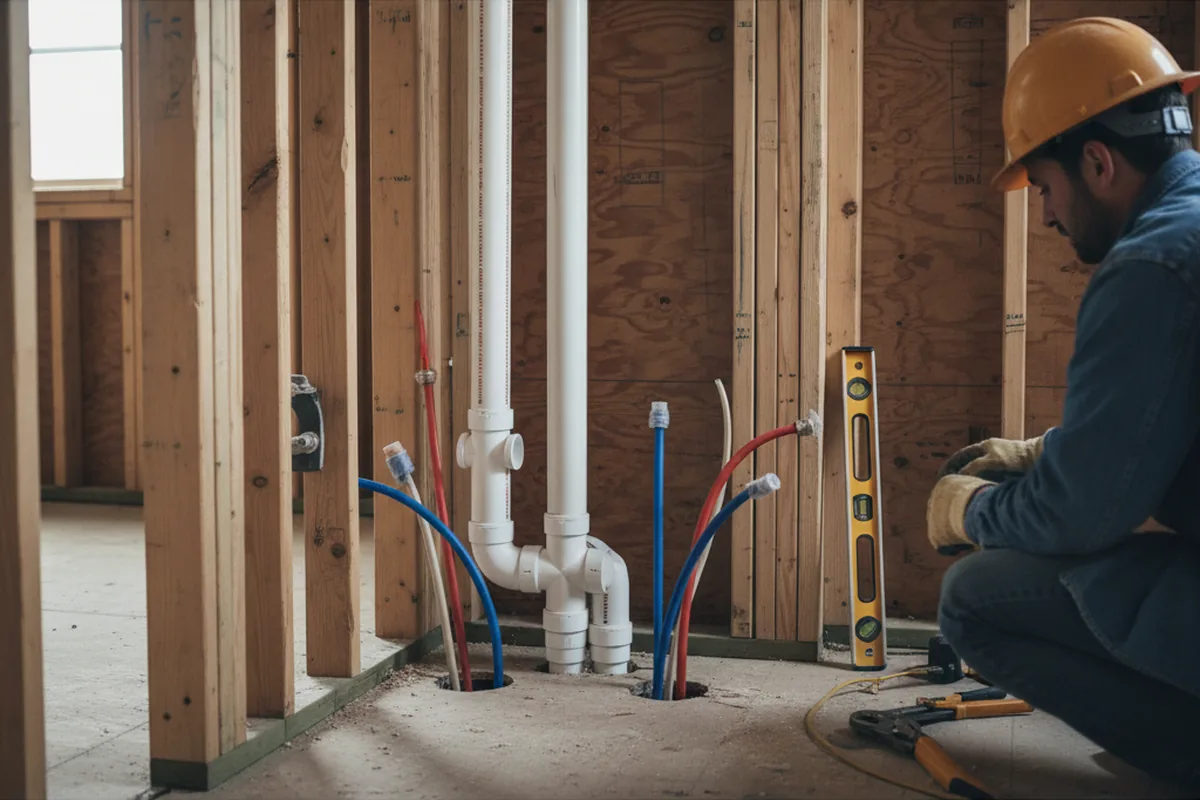 Drain and supply rough-in during Leak Detection in Nacogdoches